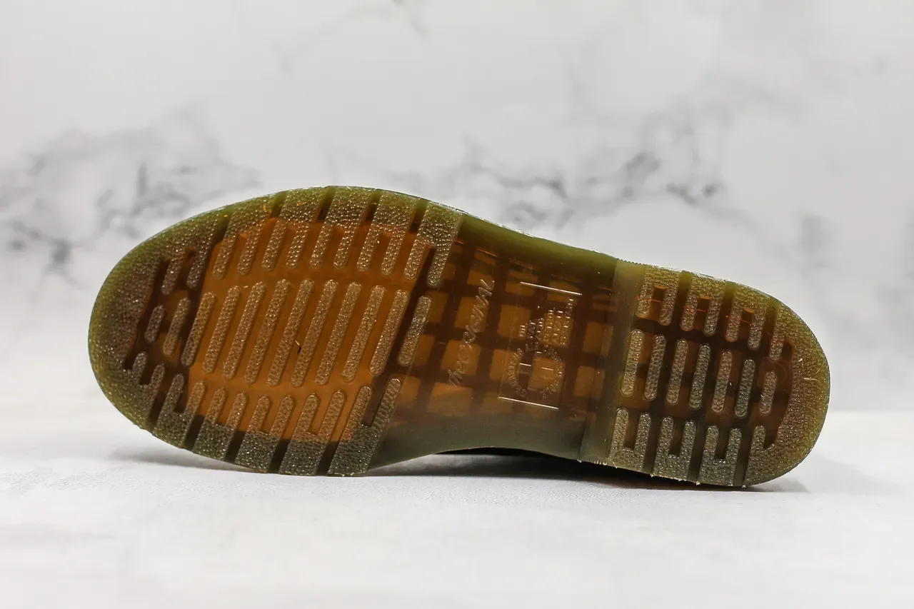 Dr. Martens 1460 أحذية مارتن سوداء جلد ناعم خياطة صفراء 8