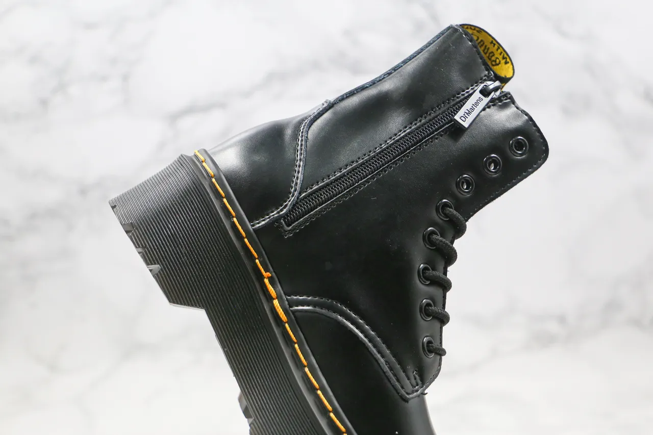 Dr. Martens Jadon 黑色黄色平台鞋底 8-Eyelet Lace-Up Martin Boots 5