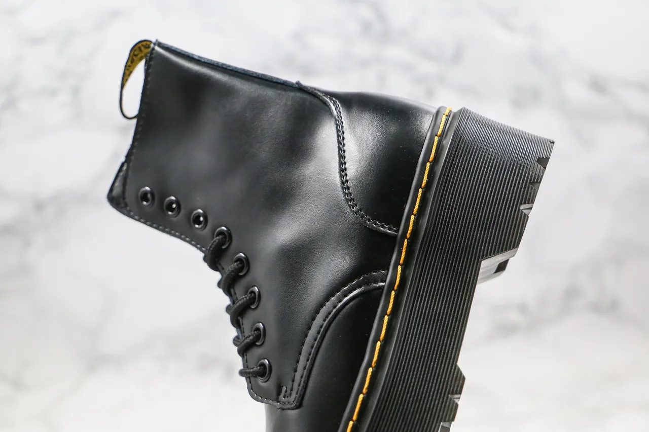 Dr. Martens Jadon 黑色黄色平台鞋底 8-Eyelet Lace-Up Martin Boots 6