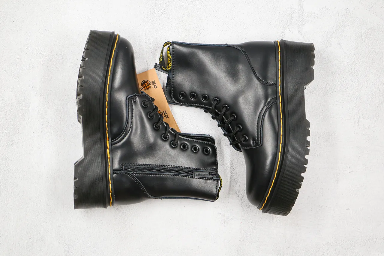 Dr. Martens Jadon 黑色黄色平台鞋底 8-Eyelet Lace-Up Martin Boots 7