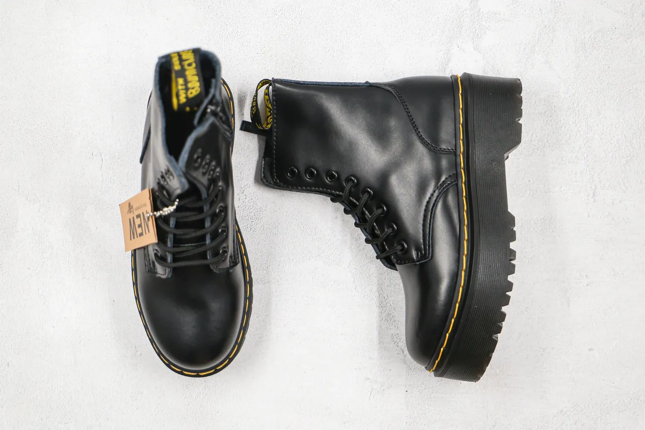 Dr. Martens Jadon 黑色黄色平台鞋底 8-Eyelet Lace-Up Martin Boots 8