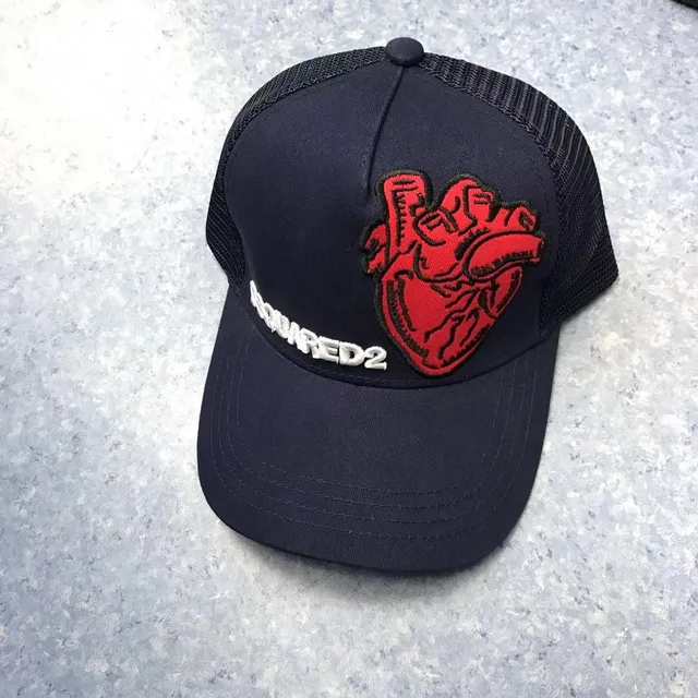 Dsquared2 Heart Motif Red Trucker Baseball Cap 2