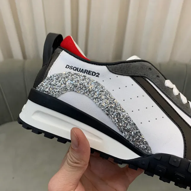 Dsquared2 ICON Rayas brillantes blanco gris rojo sneakers lifestyle 4