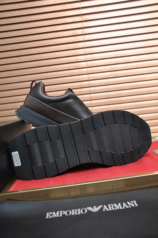 Emporio Armani Sneakers Slip-On Cuir Marron 3