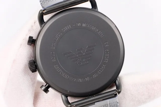 Emporio Armani Chronograph Black Mesh Strap Mechanical Watch 2