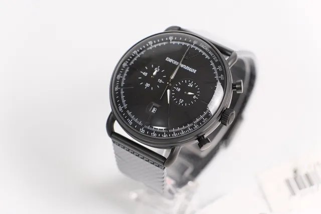 Emporio Armani Chronograph Black Mesh Strap Mechanical Watch 4