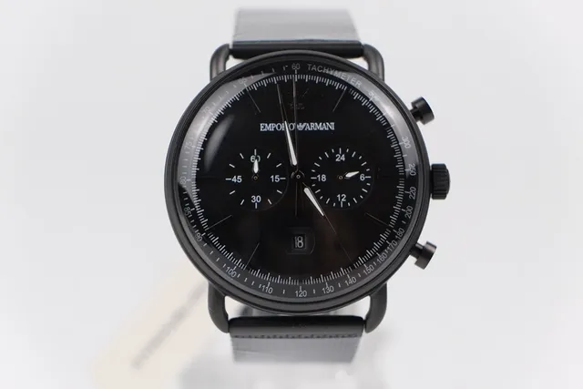 Emporio Armani Chronograph Black Mesh Strap Mechanical Watch 8