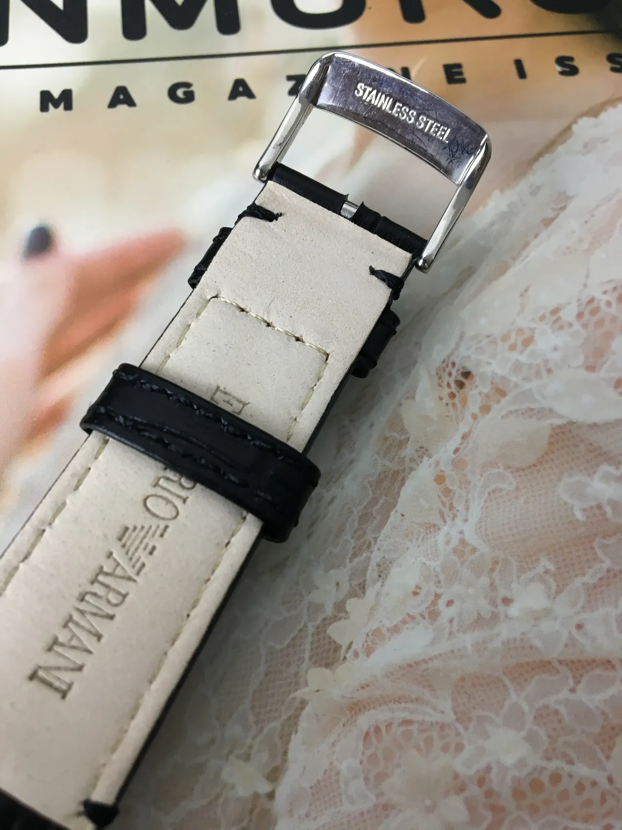 Emporio Armani Reloj Cronógrafo Clásico Esfera Negra Tono Plateado Mecánico 4