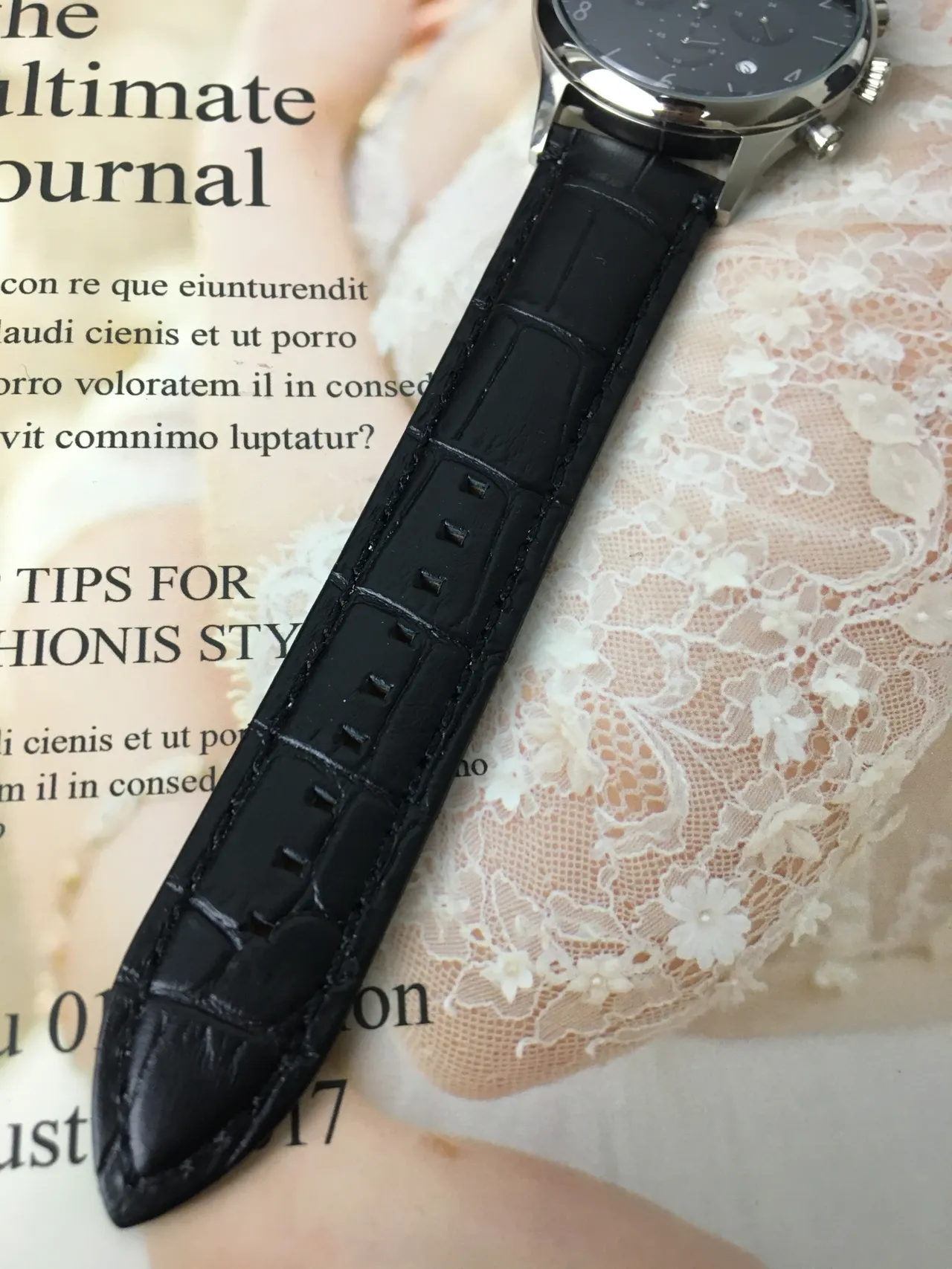 Emporio Armani Reloj Cronógrafo Clásico Esfera Negra Tono Plateado Mecánico 6