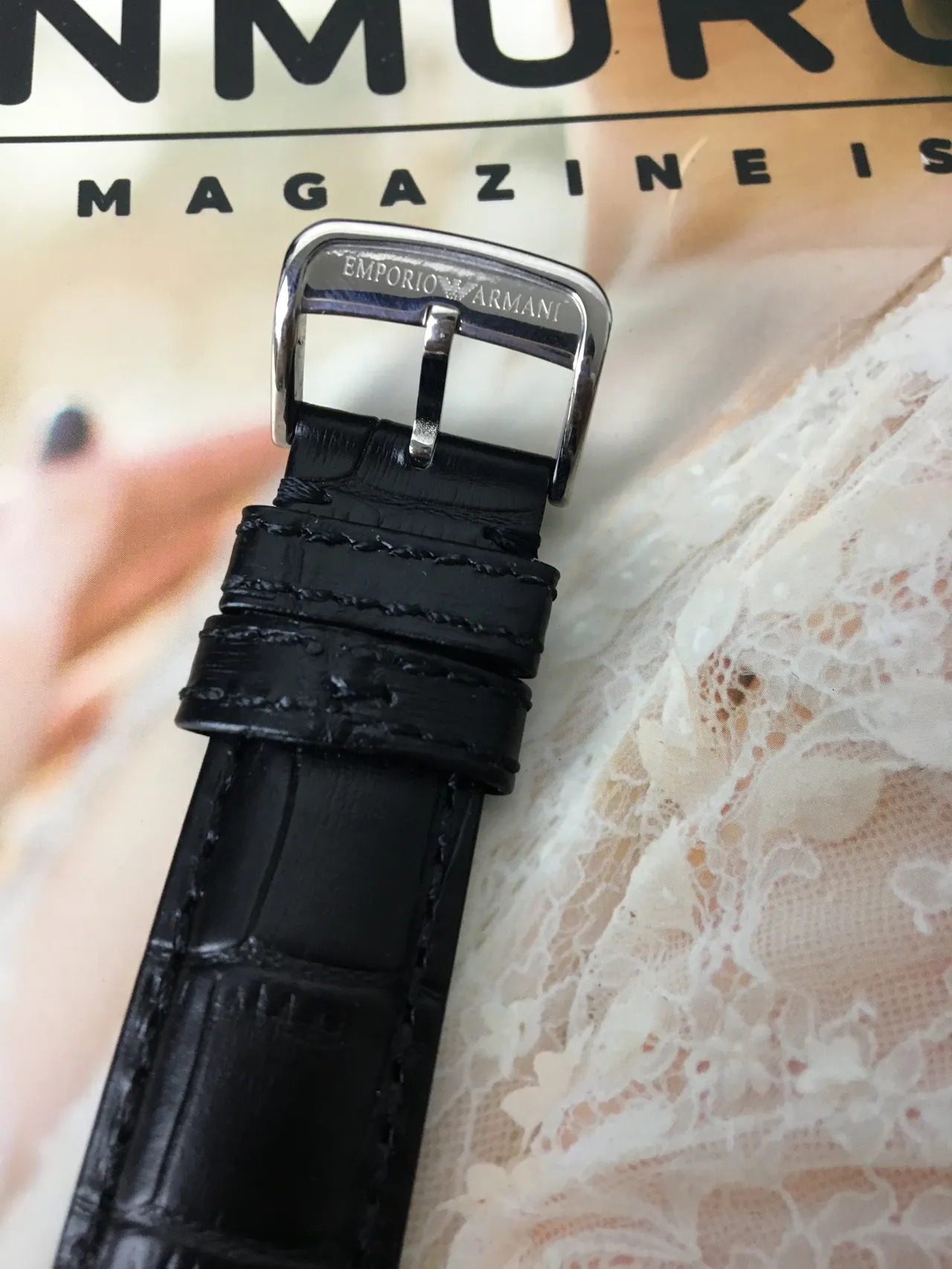 Emporio Armani Reloj Cronógrafo Clásico Esfera Negra Tono Plateado Mecánico 7