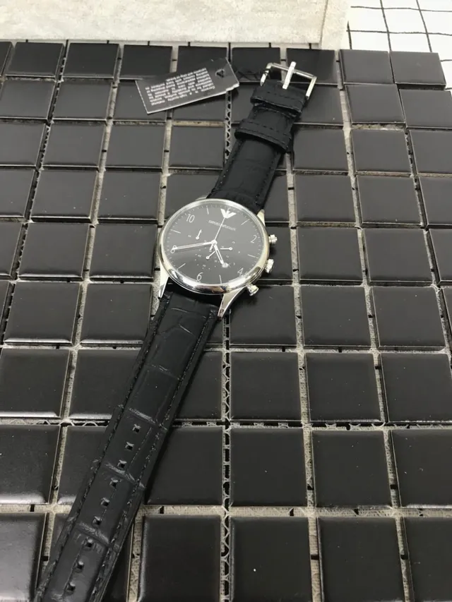 Emporio Armani Reloj Cronógrafo Clásico Esfera Negra Tono Plateado Mecánico 13