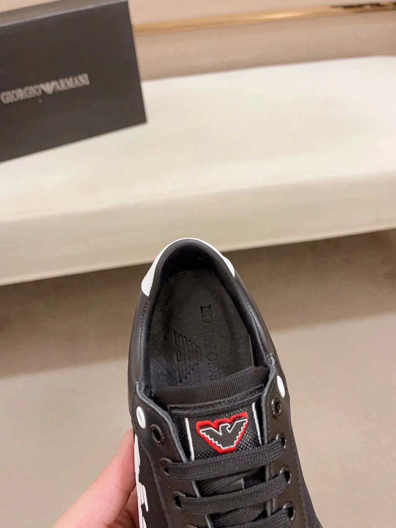 Emporio Armani Logo da Águia Preto Estilo de Vida Tênis 5