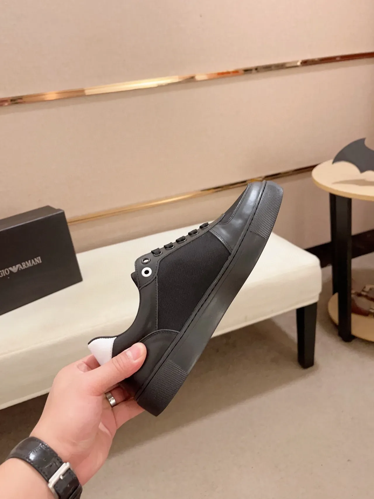 Emporio Armani Logo da Águia Preto Estilo de Vida Tênis 6