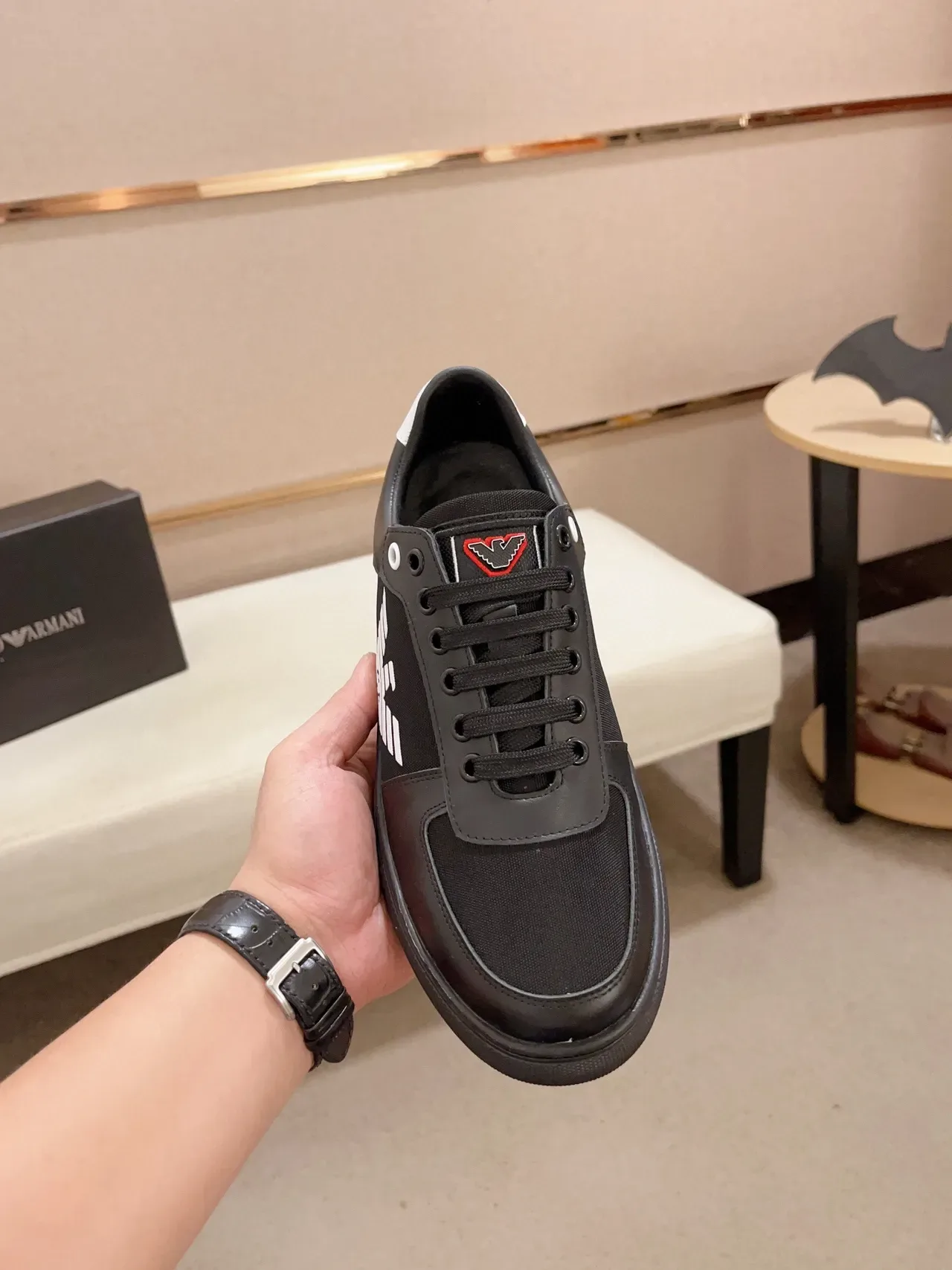 Emporio Armani Logo da Águia Preto Estilo de Vida Tênis 8