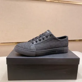 Emporio Armani Monochrome Black Logo Jacquard Low-Top Sneakers