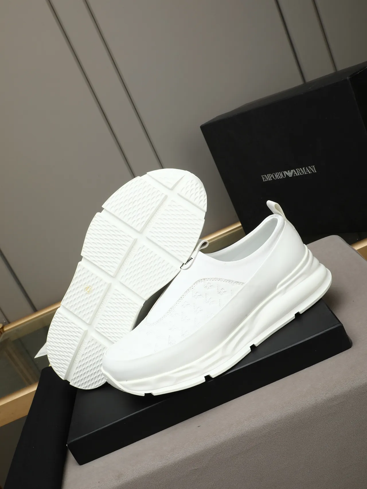 Emporio Armani Zapatilla Slip-On Blanca Gruesa 4