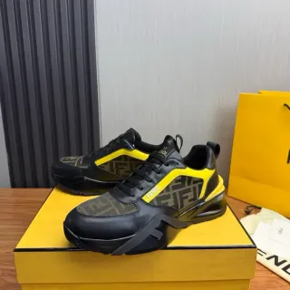 Fendi 黑色黄色厚底印花纺织生活方式运动鞋