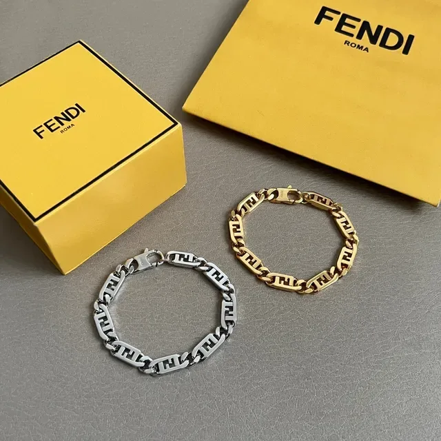 سوارات Fendi FF Chain ذهبي التدرج لوجو لينك 6