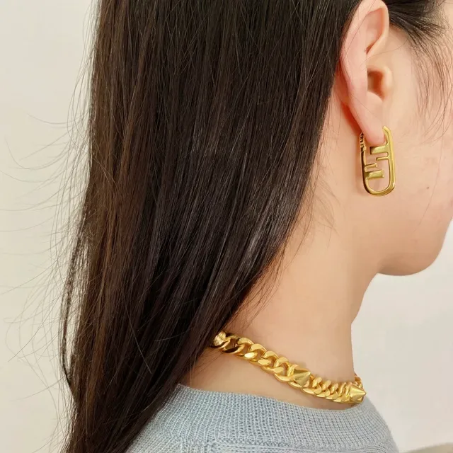 Aretes Fendi FF Logo de tono dorado ovalados 3