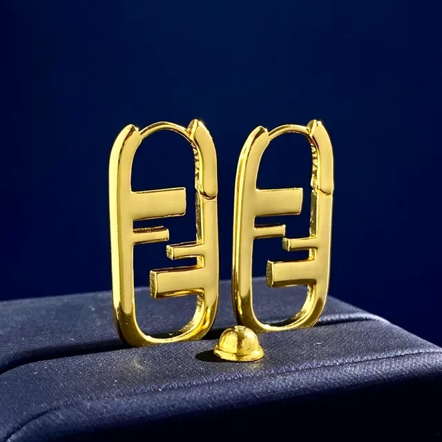 Aretes Fendi FF Logo de tono dorado ovalados 5