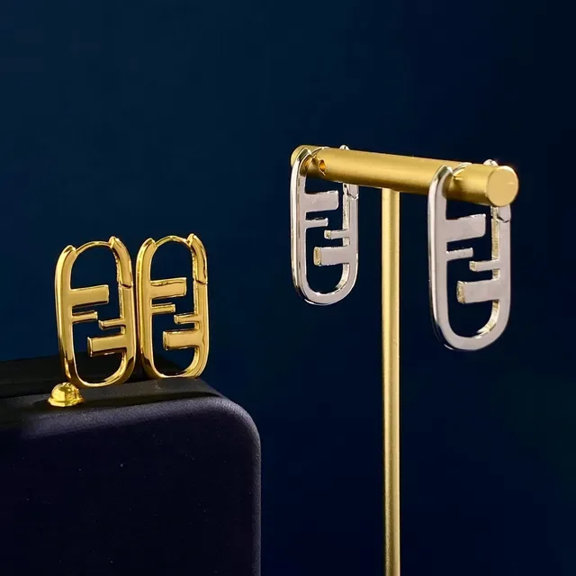 Aretes Fendi FF Logo de tono dorado ovalados 6
