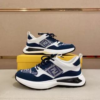 Fendi FF Monogram 拼色海军蓝和白色生活方式运动鞋