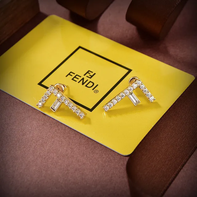 Fendi FF Monogram Pavé Crystal Gold-Tone boucles d'oreilles à studs 5