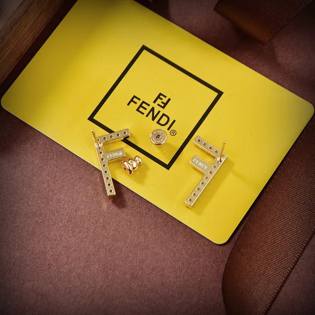 Fendi FF Monogram Pavé Crystal Gold-Tone boucles d'oreilles à studs 6