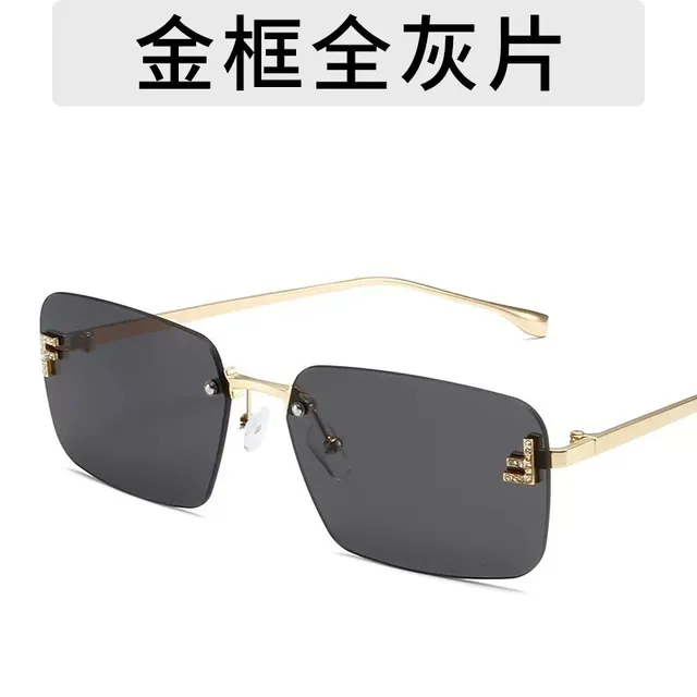 Fendi FF 无框 矩形 水晶装飾 太阳眼镜 7