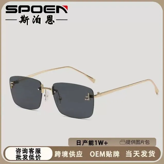 Fendi FF 无框 矩形 水晶装飾 太阳眼镜 8