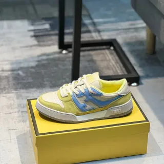 Fendi FF 黄蓝 低帮 系带 多面板 麂皮 和 皮革 鞋面 生活方式 运动鞋