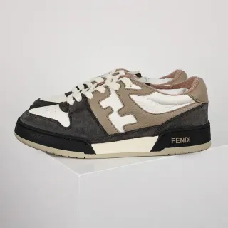 Fendi First 米色黑色 分层混合材质鞋面 超大 FF Logo 生活方式运动鞋