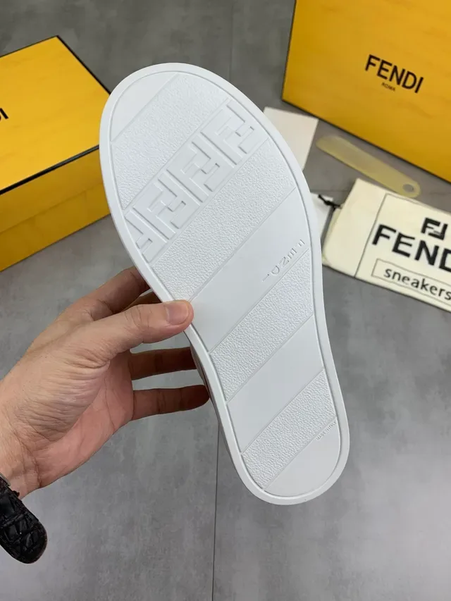 Fendi First Slip-On White Brown Striped Lifestyle Sneakers 2
