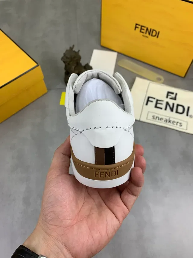 Fendi First Slip-On White Brown Striped Lifestyle Sneakers 3
