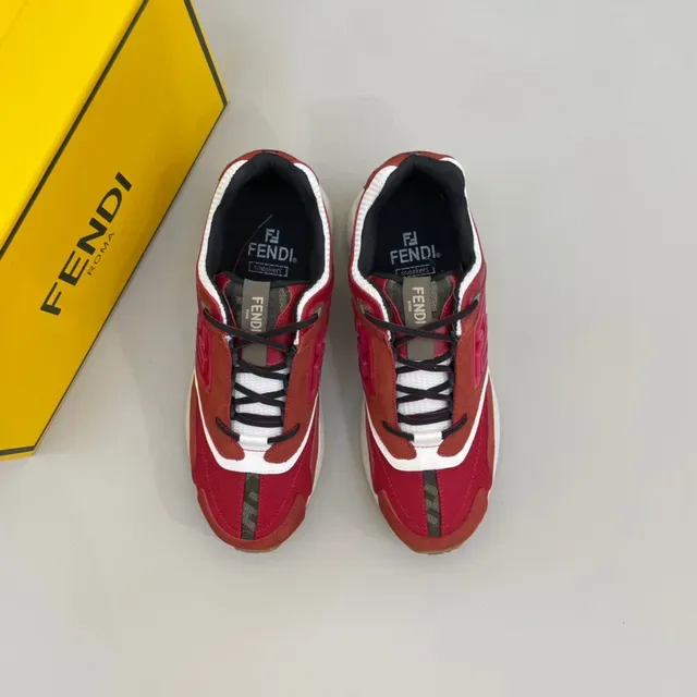 Fendi 红白 无带 踩脚 超大 FF 标志 生活方式运动鞋 8