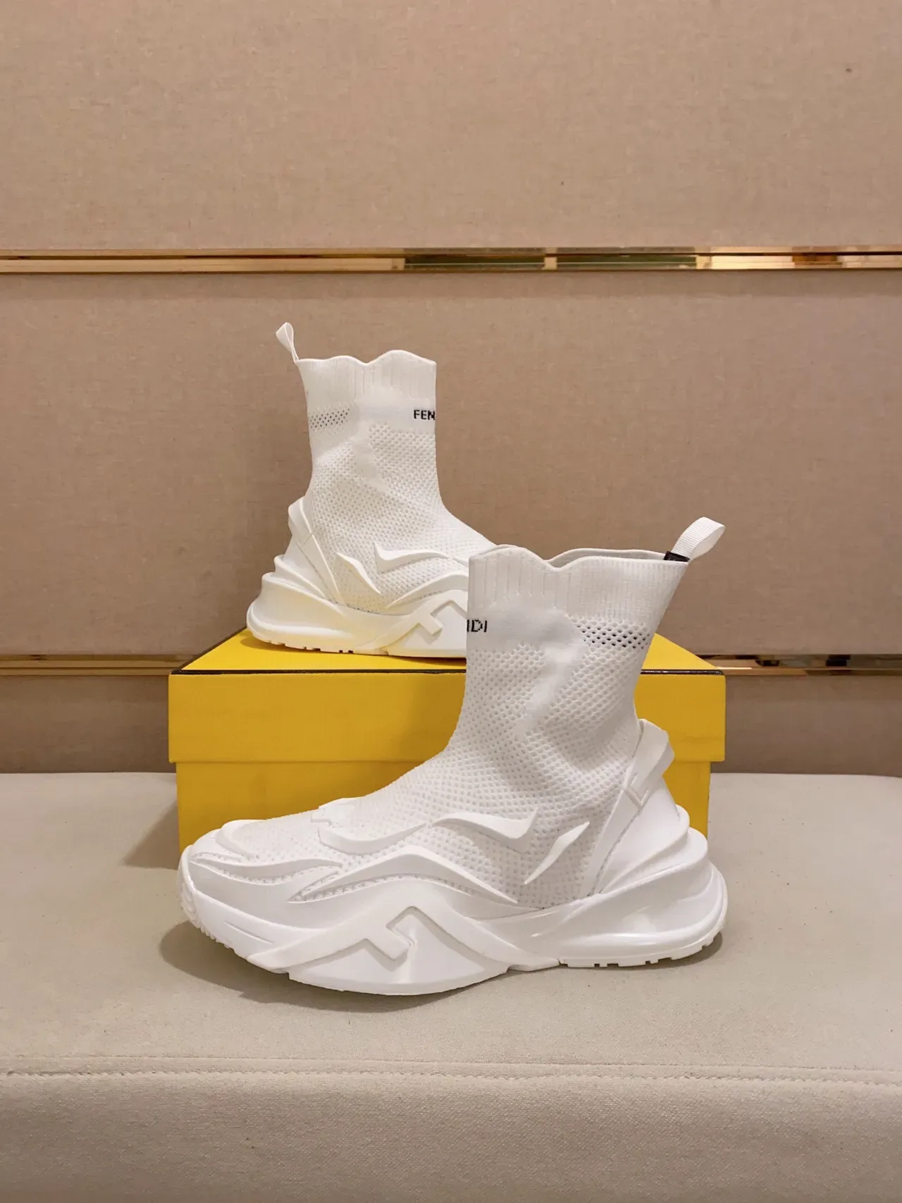 Fendi Speed Trainer All-White Sock-Fit Chunky Sneaker 5