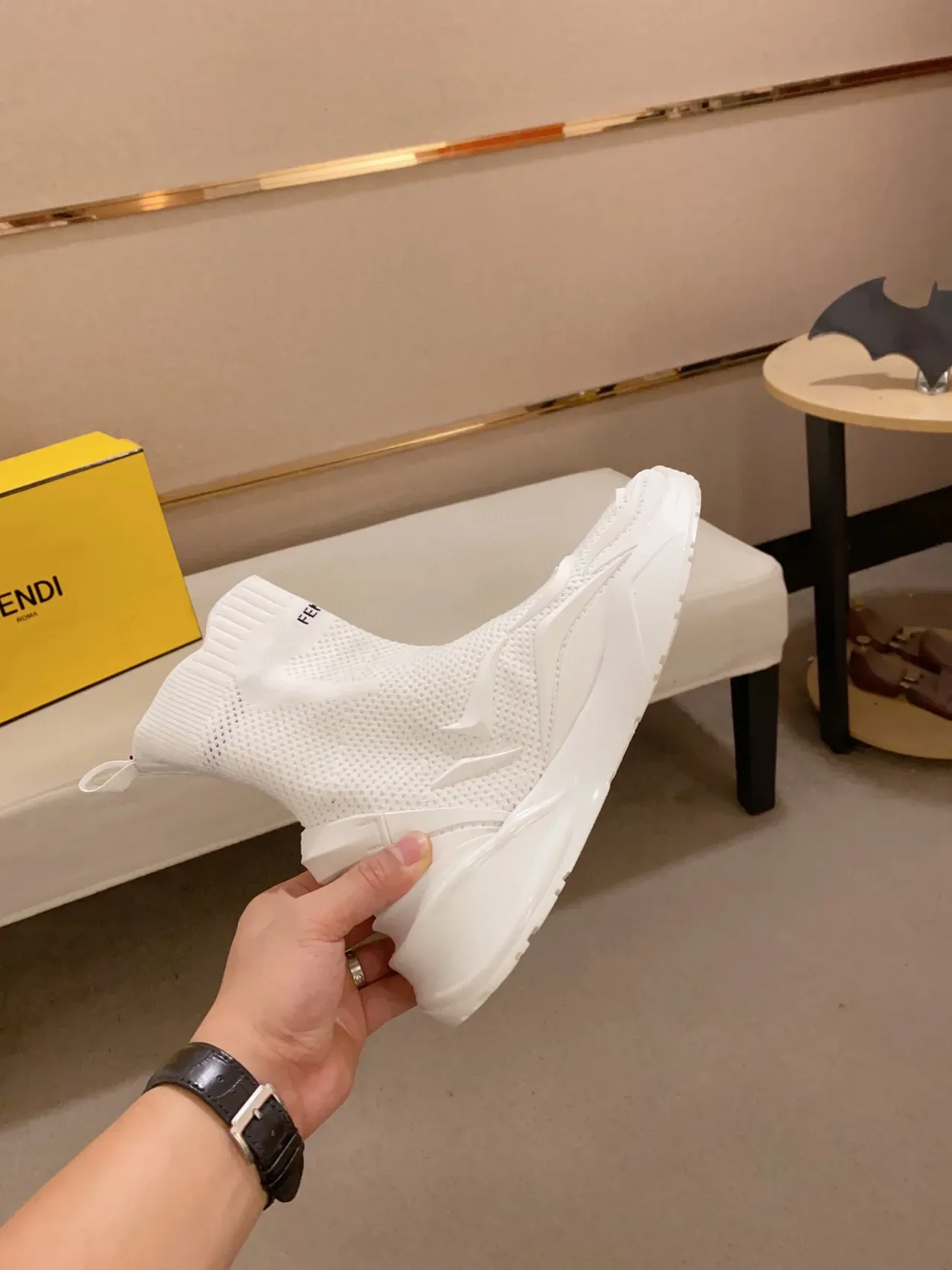 Fendi Speed Trainer All-White Sock-Fit Chunky Sneaker 6