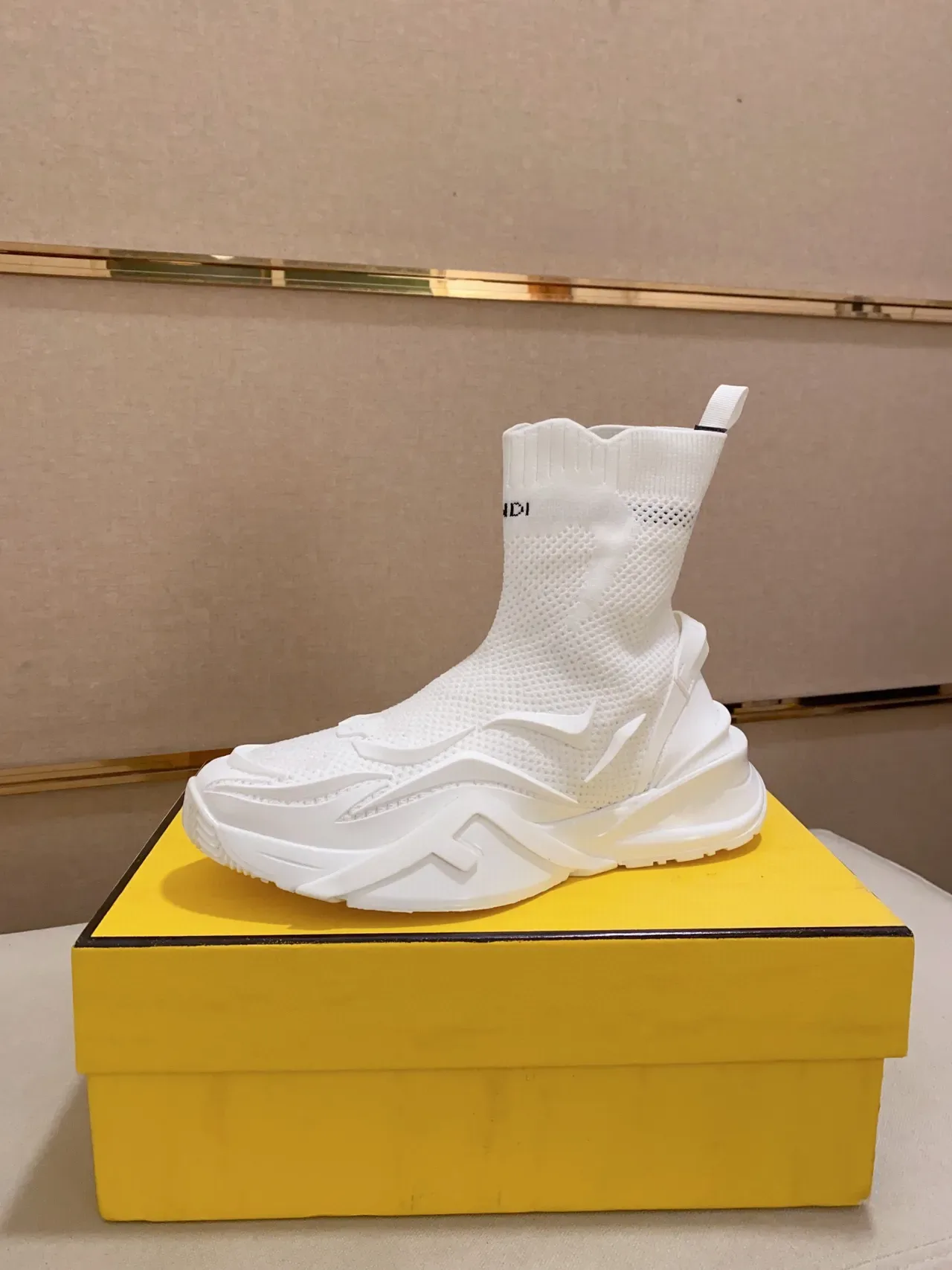 Fendi Speed Trainer All-White Sock-Fit Chunky Sneaker 7
