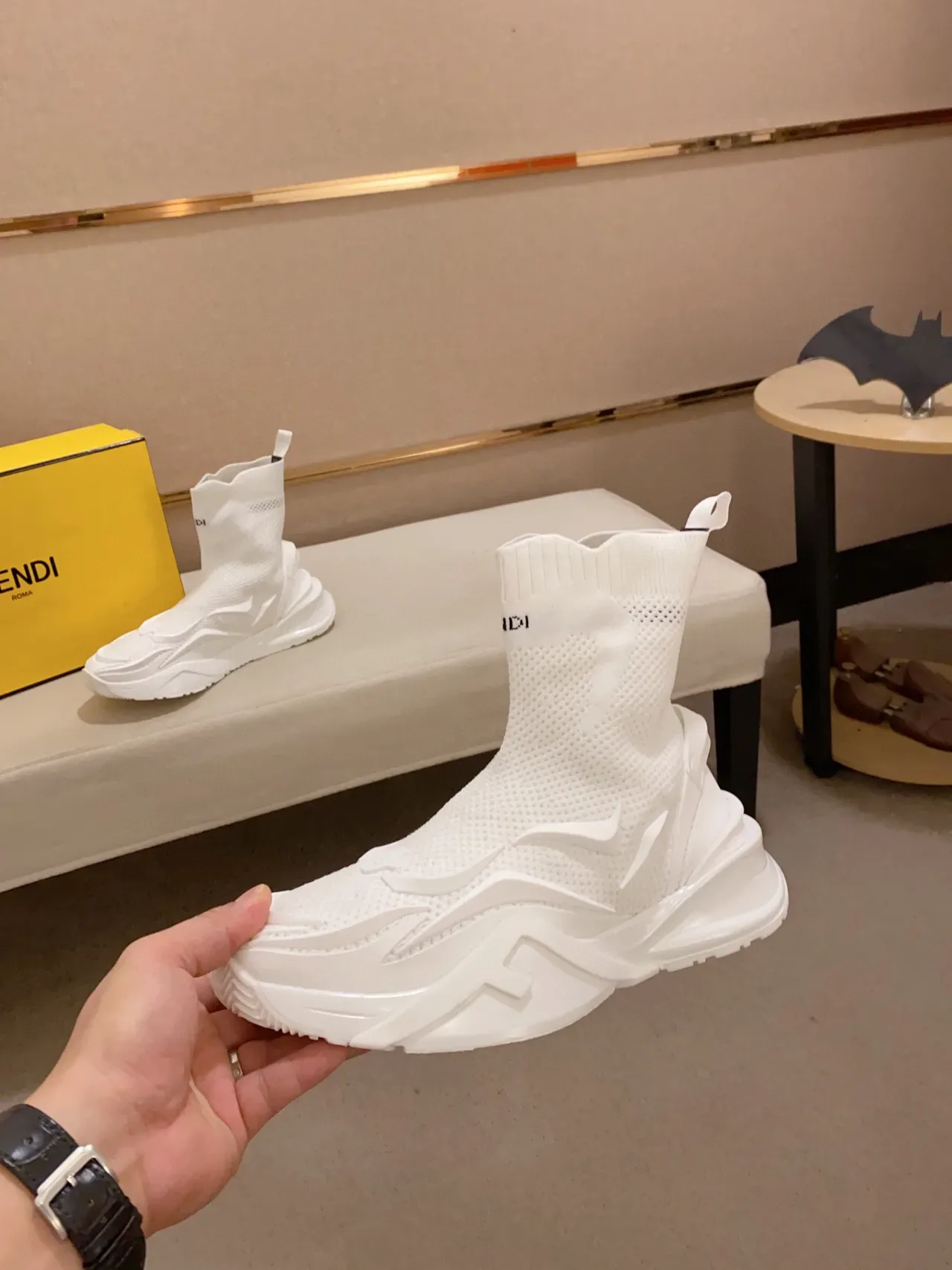 Fendi Speed Trainer All-White Sock-Fit Chunky Sneaker 8