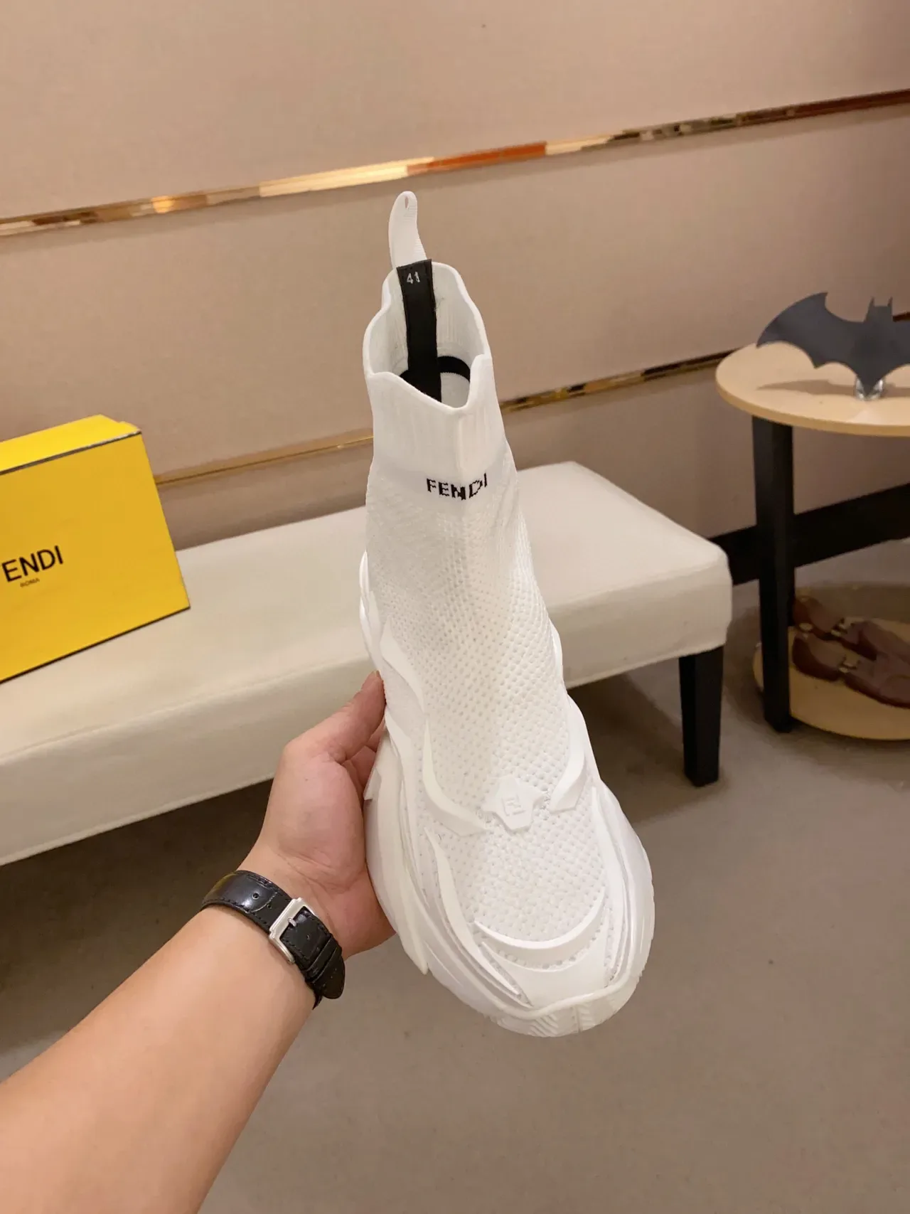 Fendi Speed Trainer All-White Sock-Fit Chunky Sneaker 9