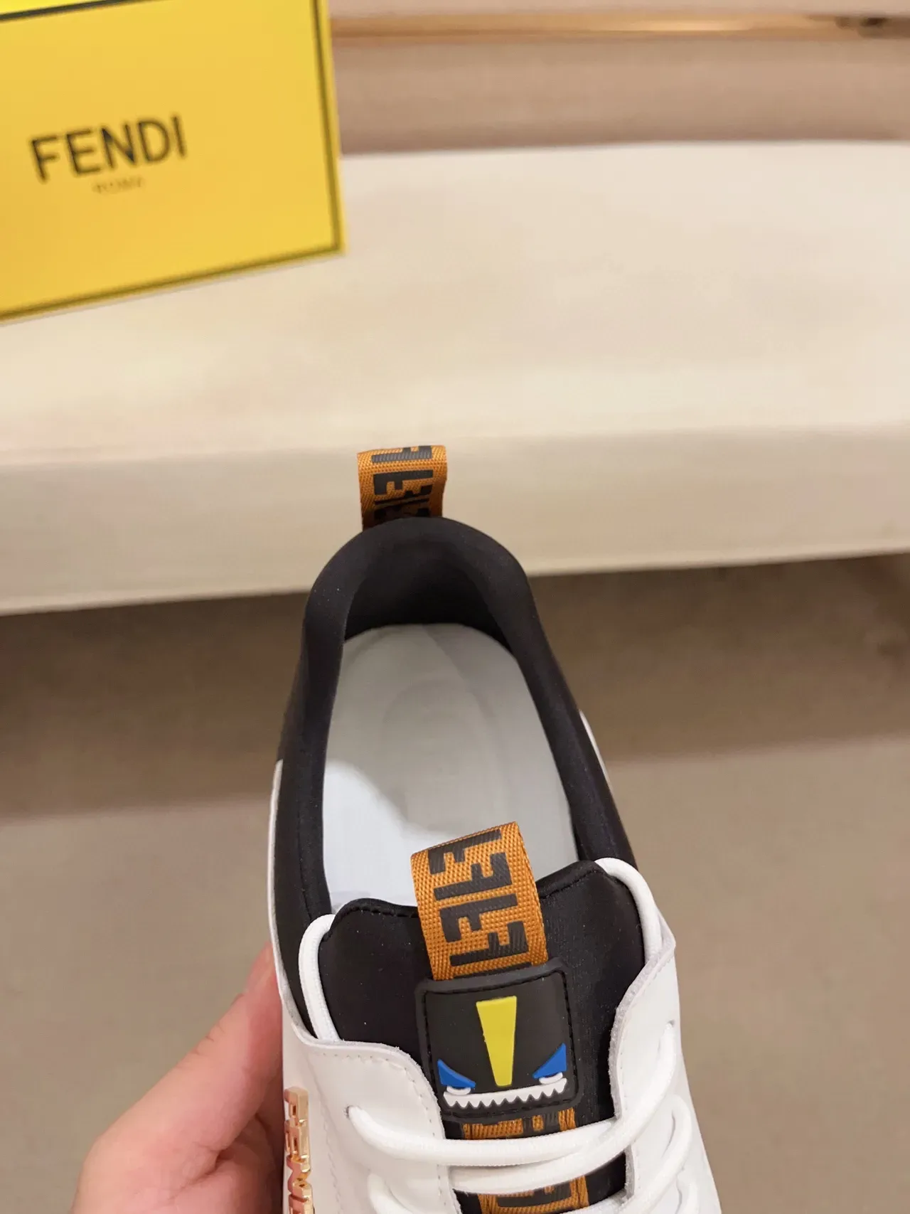 Fendi Blancas Marrones Upper de Material Mixto FF Monograma Tela Punta Lifestyle Sneakers 6
