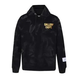 Gallery Dept Crinkled Black Gold Logo Hoodie