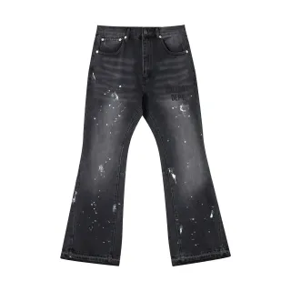 Gallery Dept Flared Distressed Paint-Splatter Black Jeans