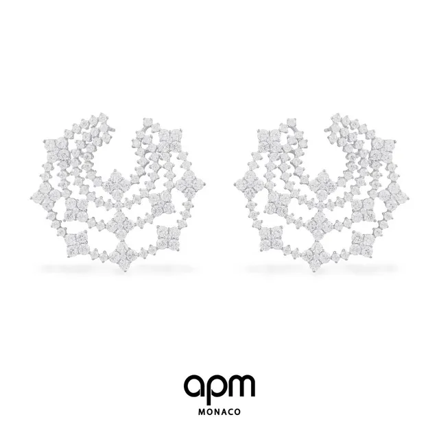 apm Monaco Ornate Pavé Crystal Floral Lattice Statement Earrings 2