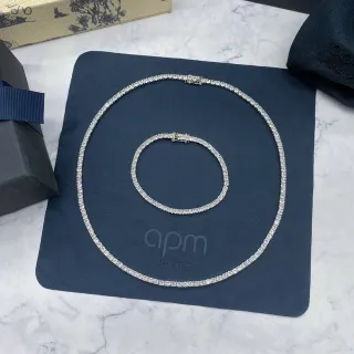 APM Monaco Pavé Tennis রূপালী নৌবহর একক-সারি মালা