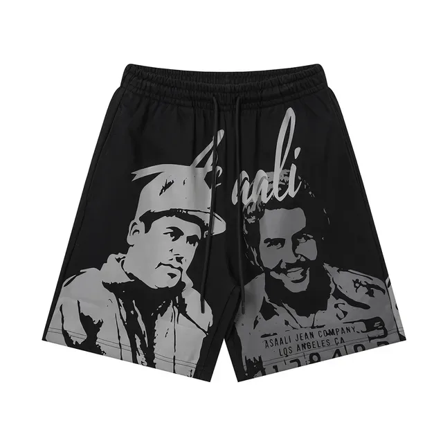 ASAALI JEAN COMPANY Shorts à taille élastique imprimés graphiquement 10