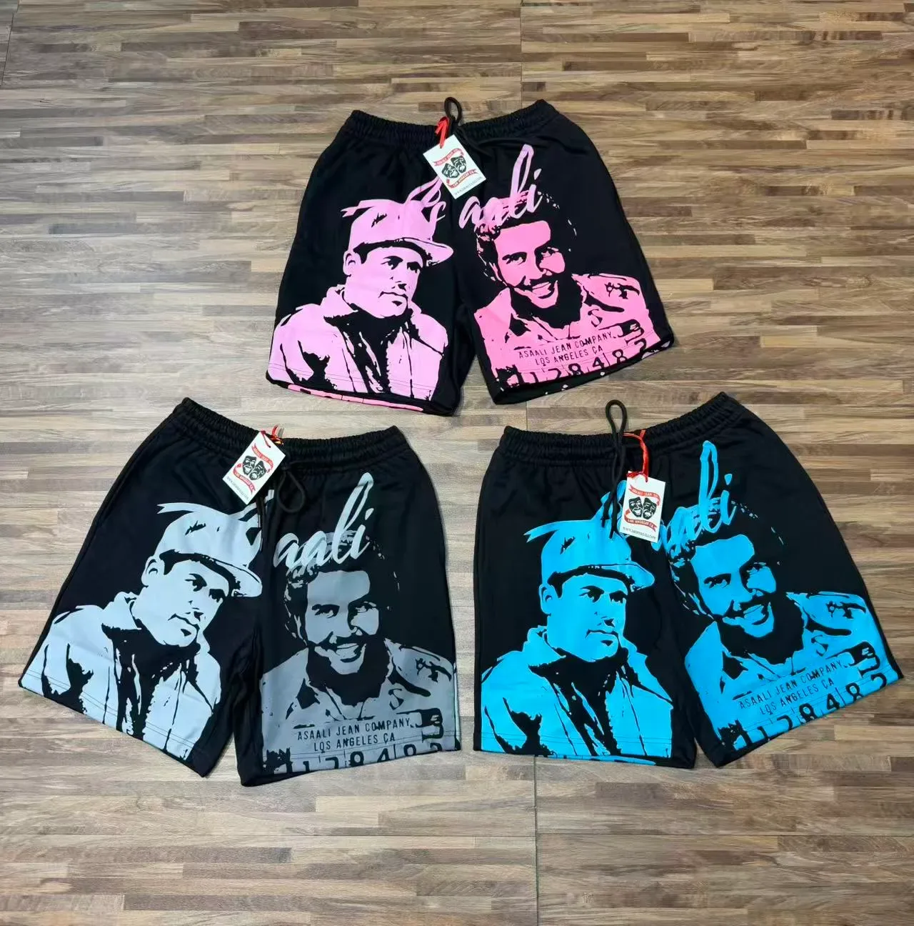ASAALI JEAN COMPANY Shorts à taille élastique imprimés graphiquement 22