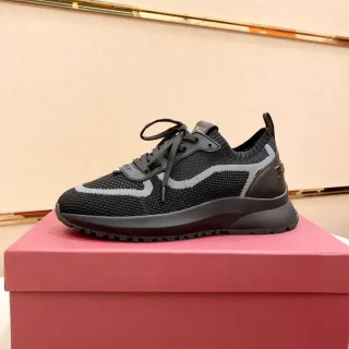 Bally أسود رمادي شبكة نسيج علوية أوفرليه موجة حذاء رياضي
