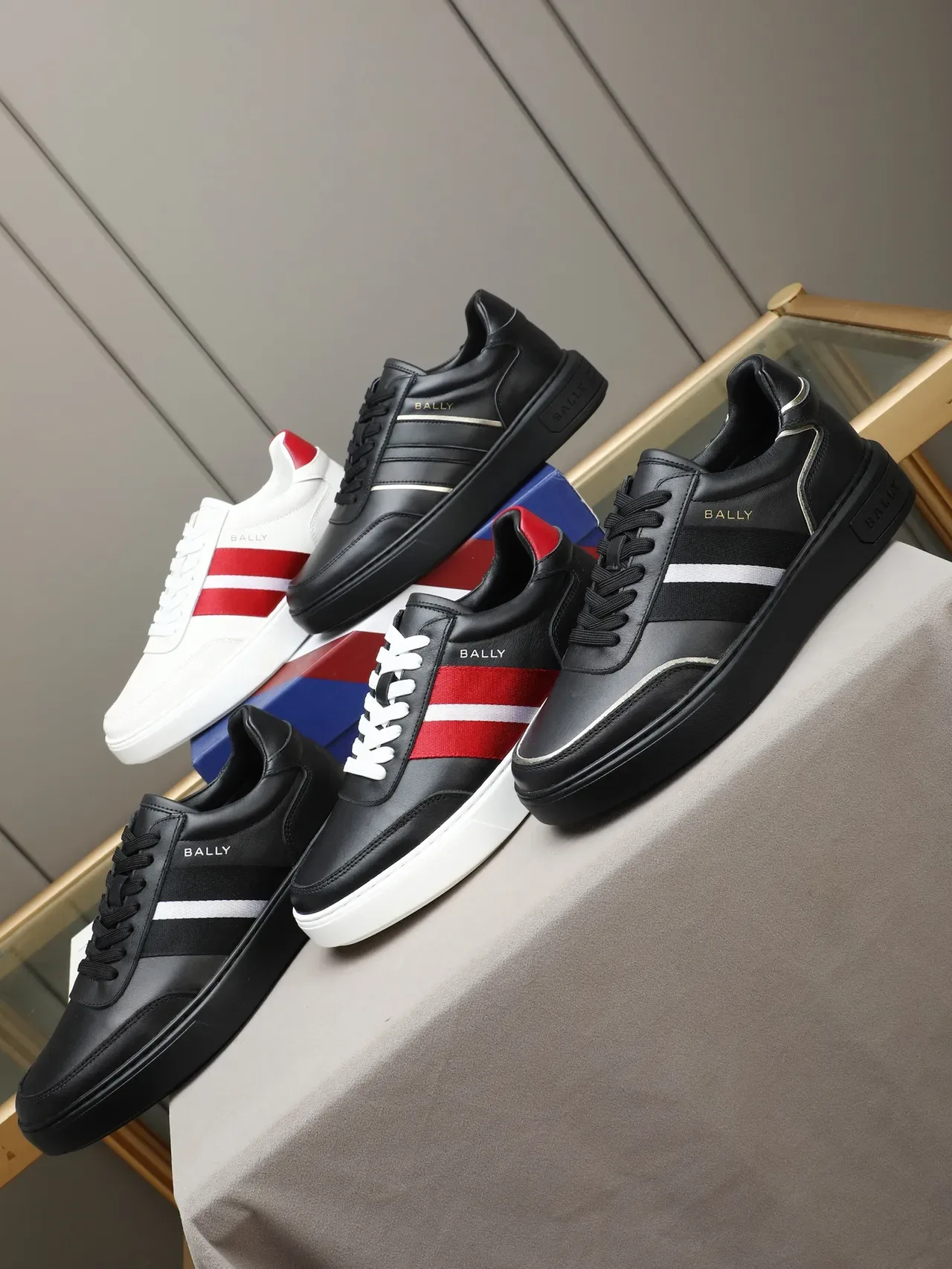 BALLY Black Leather Side-Stripe Lifestyle Sneakers 2