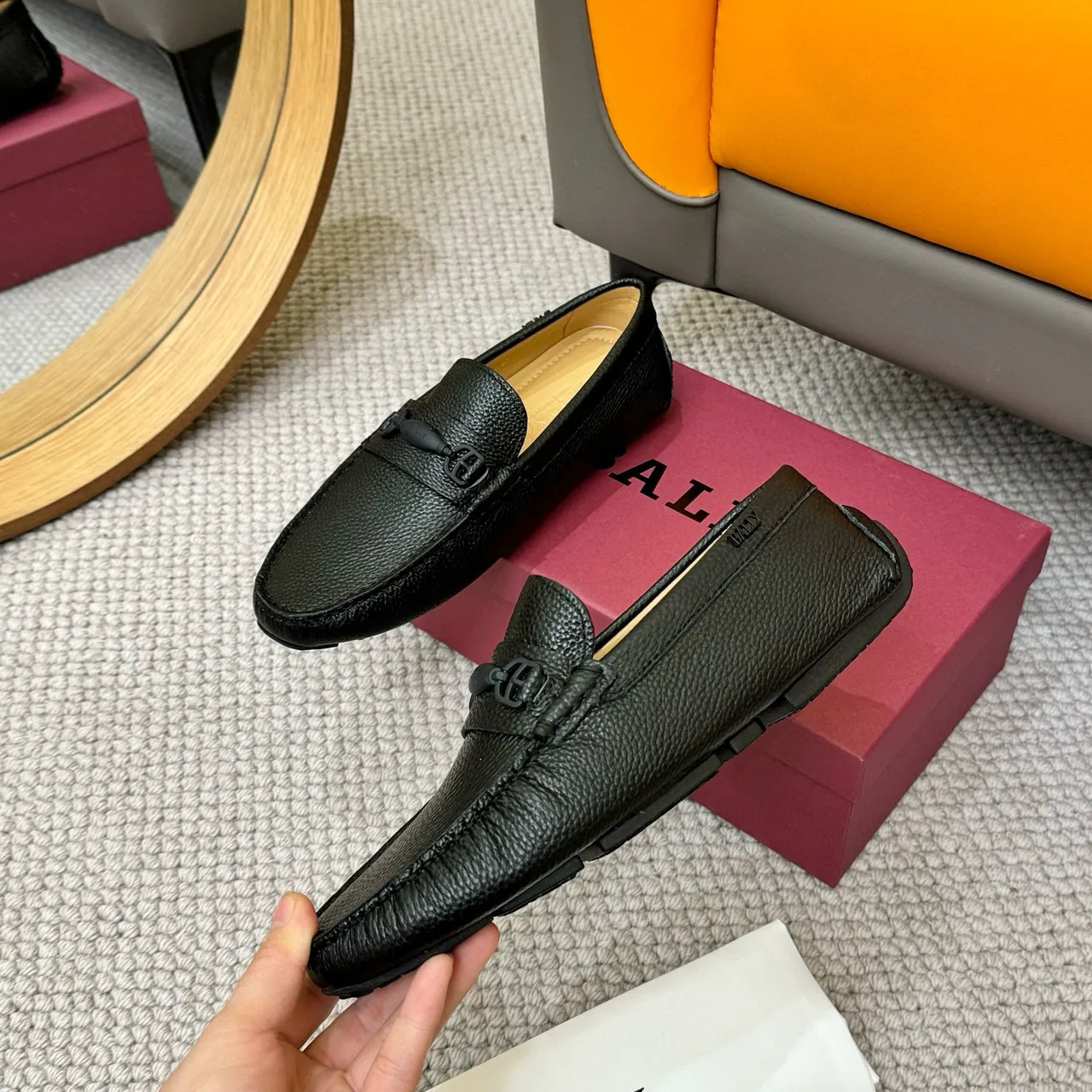 Bally Black Pebbled Leather Horsebit Loafer 5